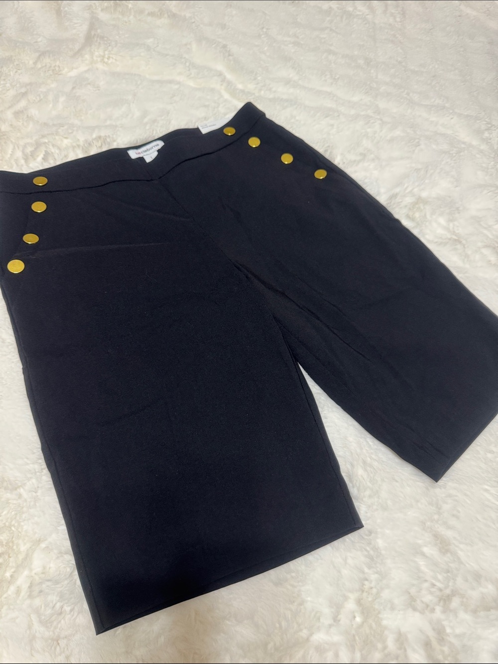 Liz Claiborne Black Women’s High-Rise Bermuda Shorts with Gold Buttons